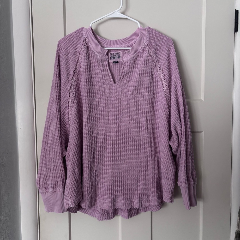 Aerie Dusty Purple Knit Crewneck